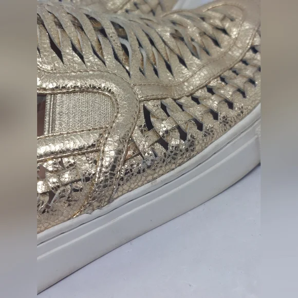 Tory Burch Huarache 2 Slip-On Sneakers Shoes Woven Golden Womens Size 9.5M - Picture 9 of 16